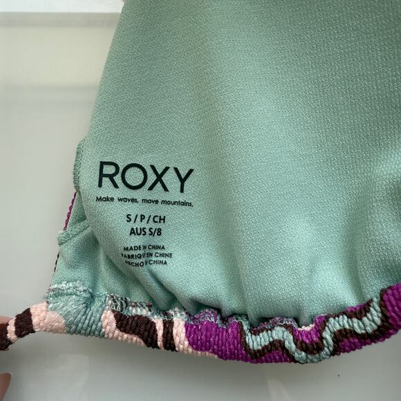 Roxy size S Purple Zig‑Zag Wavy Crochet Bikini Top & Bottom set - Picture 5 of 8